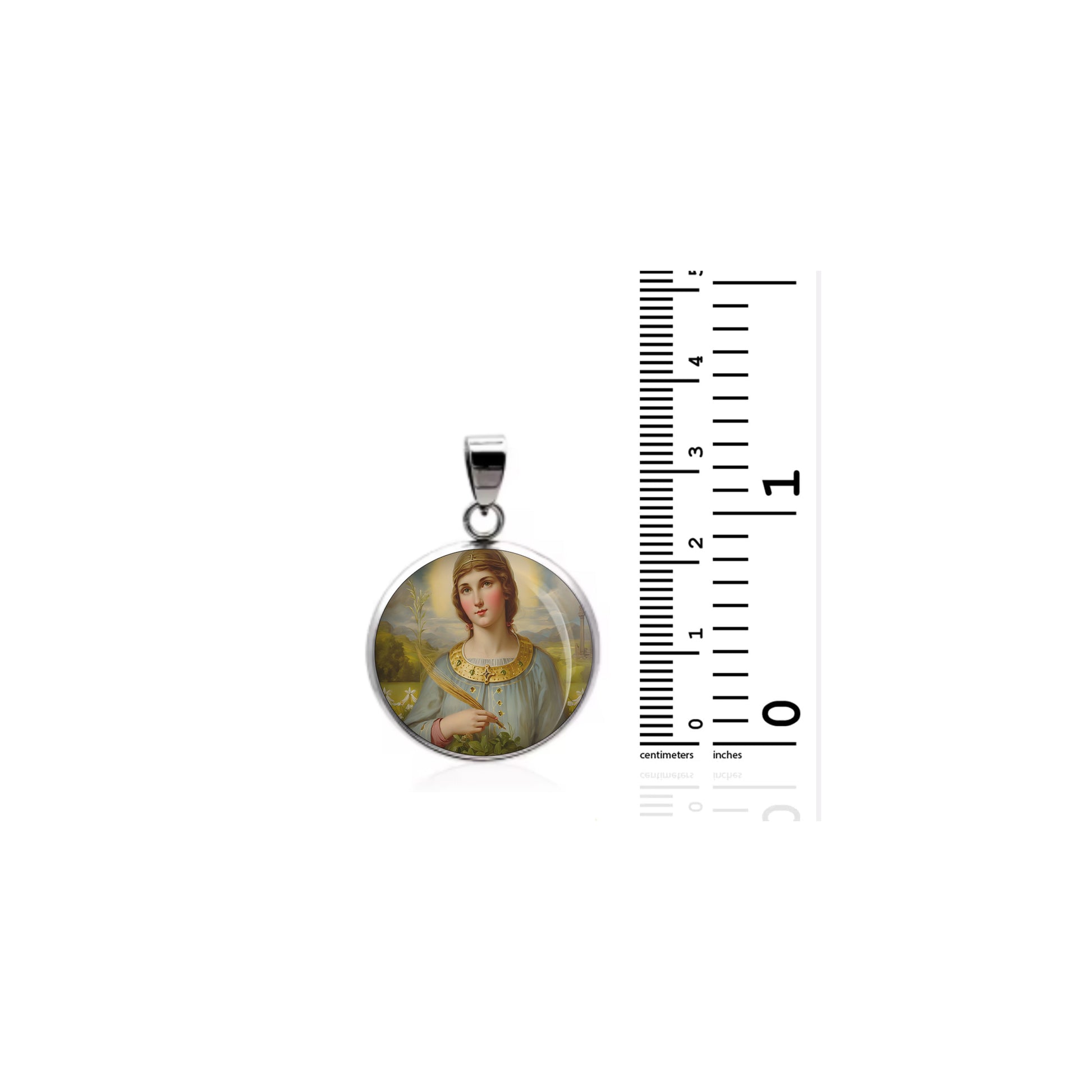 Saint Dorothy Catholic sterling silver 925 Christian Medal Patron Pendant image 1
