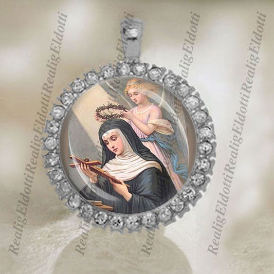 St Rita of Cascia Patron Saint Religious Christian Catholic Silver Tone Medal Charm Pendant For Necklace Jewelry