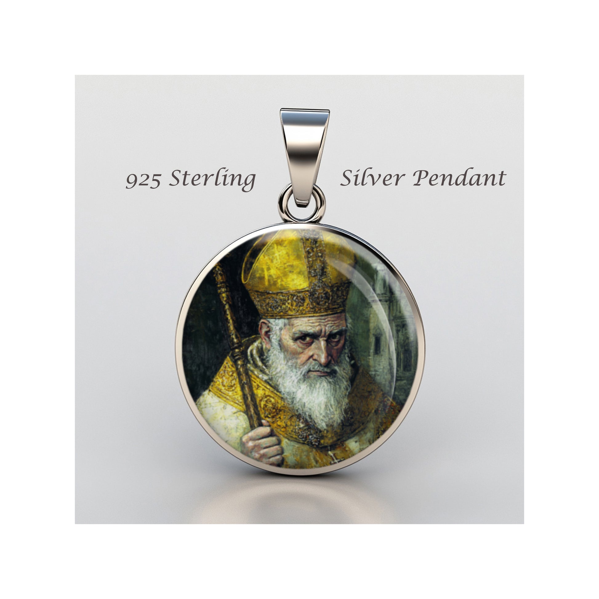 Saint Eusebius Catholic sterling silver 925 Christian Medal Patron Pendant image 0