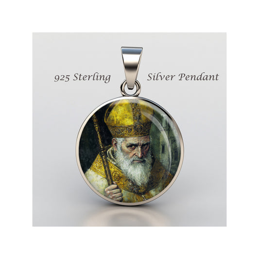 Saint Eusebius Catholic sterling silver 925 Christian Medal Patron Pendant image 0