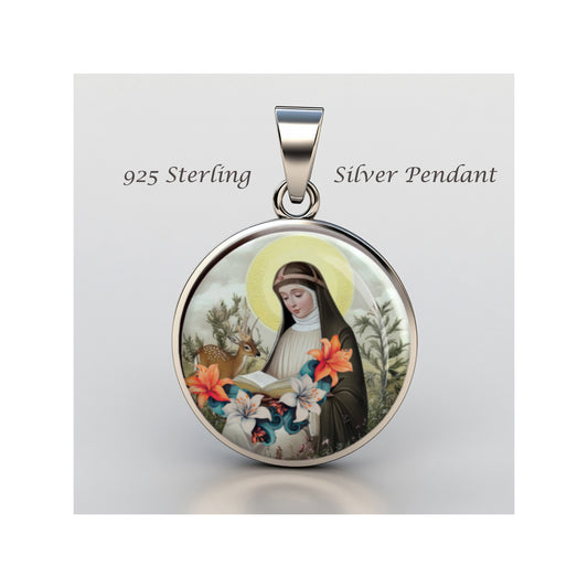 Saint Catherine Of Sweden Catholic sterling silver 925 Christian Medal Patron image 0