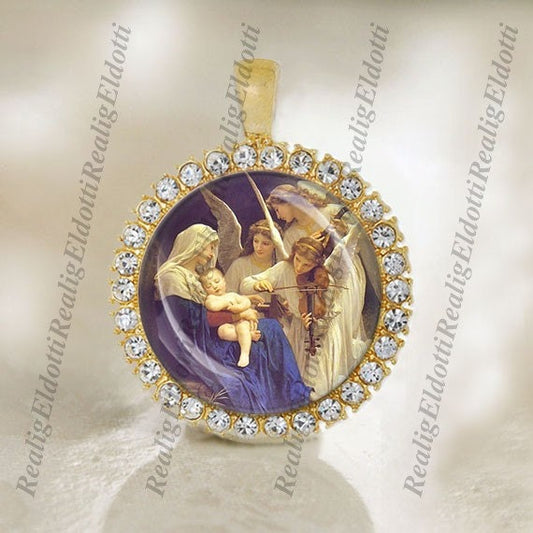Song of the Angels Christian Catholic Virgin Mary Medal Pendant / Charm Cabochon Art