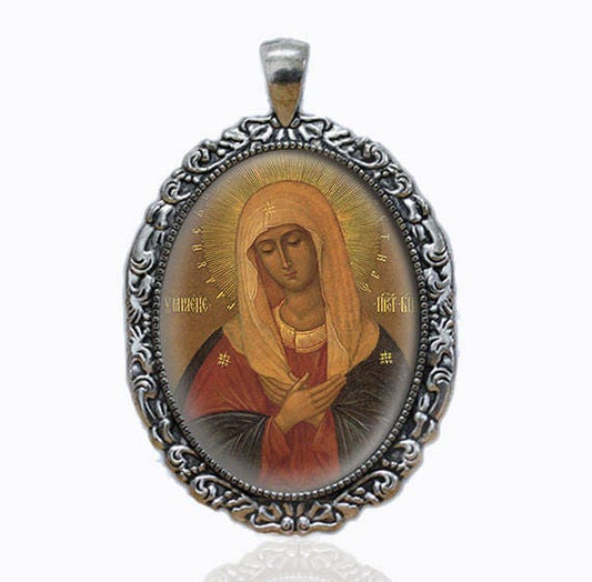 Religious Orthodox Medal Pendant Jewelry Mary Icon of the Mother of God