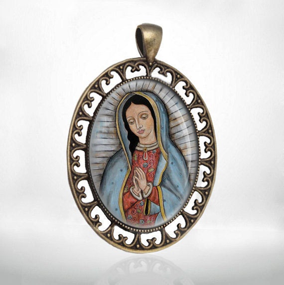 Our Lady of Guadalupe Virgin Mary Religious Catholic Christian Medal Pendant Retro Bronze Jewelry