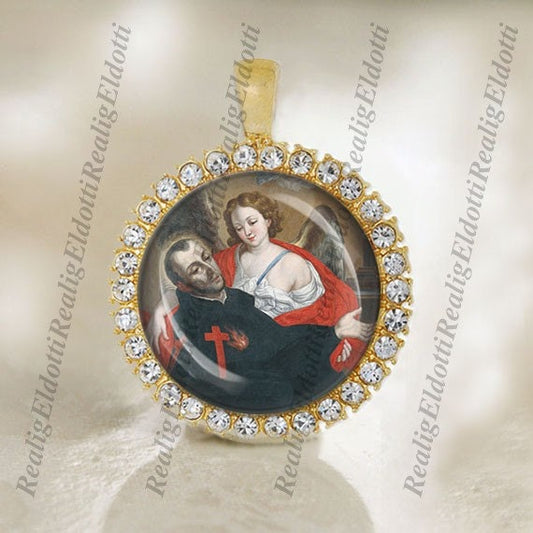 St. Camillus de Lellis Christian Catholic Gold Tone Medal Pendant Jewelry