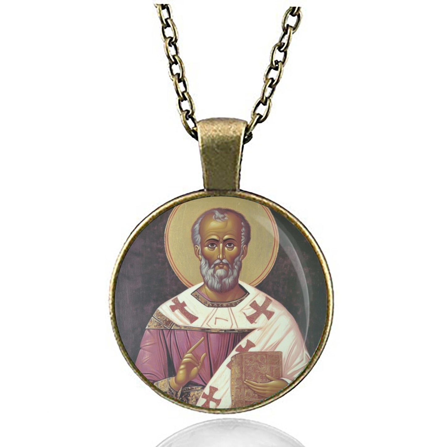 St. Nicholas of Bari the Wonderworkers Necklace. Patron Saint Medal. Christian Pendant Jewelry.
