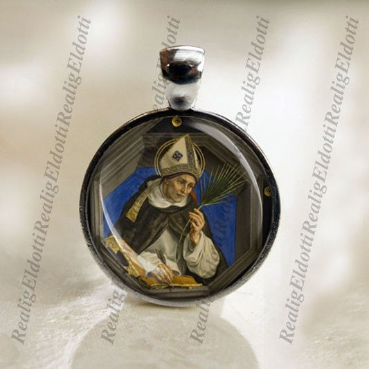 St. Albert the Great Religious Christian Catholic Medal Pendant / Charm Cabochon with Glass Dome