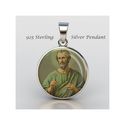 Saint Peter The Apostle Catholic sterling silver 925 Christian Medal Patron image 0