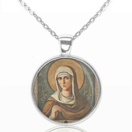 St. Theodora Of Alex Ria Necklace Catholic Saint Pendant Medal image 0