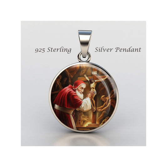 Saint Pope Pius V Catholic sterling silver 925 Christian Medal Patron Pendant image 0