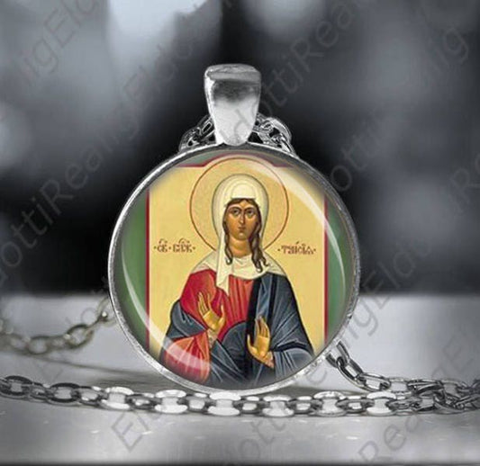 St. Thais Taisia Catholic Christian Necklace 25mm Medal Pendant Patron Saint Religious Jewelry