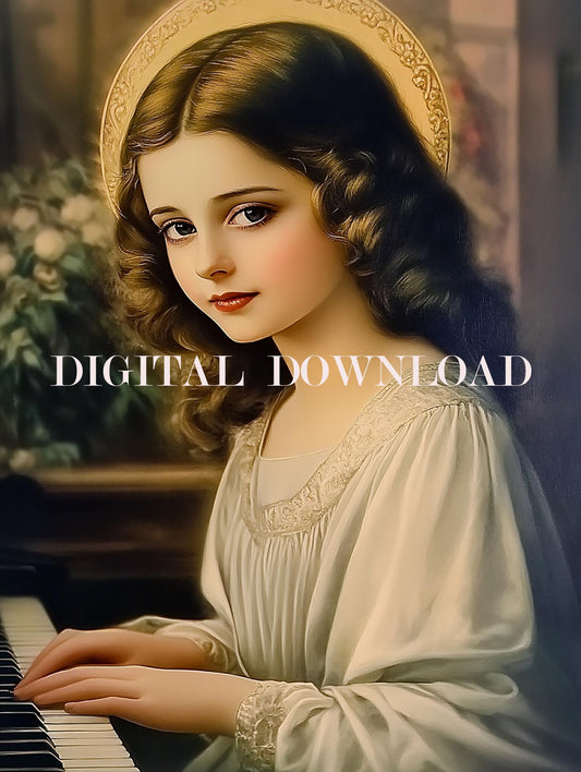 St. Cecilia Playing Piano Digital Image image 0
