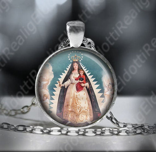 Our Lady Of Charity Necklace. El Cobre Catholic Holy Virgin Mary Pendant.