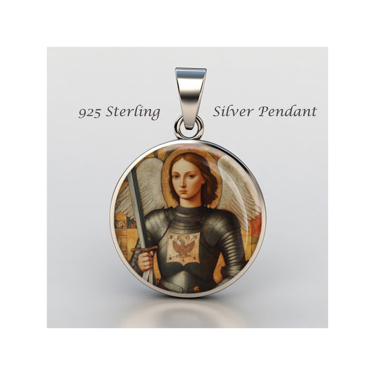 Saint Joan Of Arc Catholic sterling silver 925 Christian Medal Patron Pendant image 0