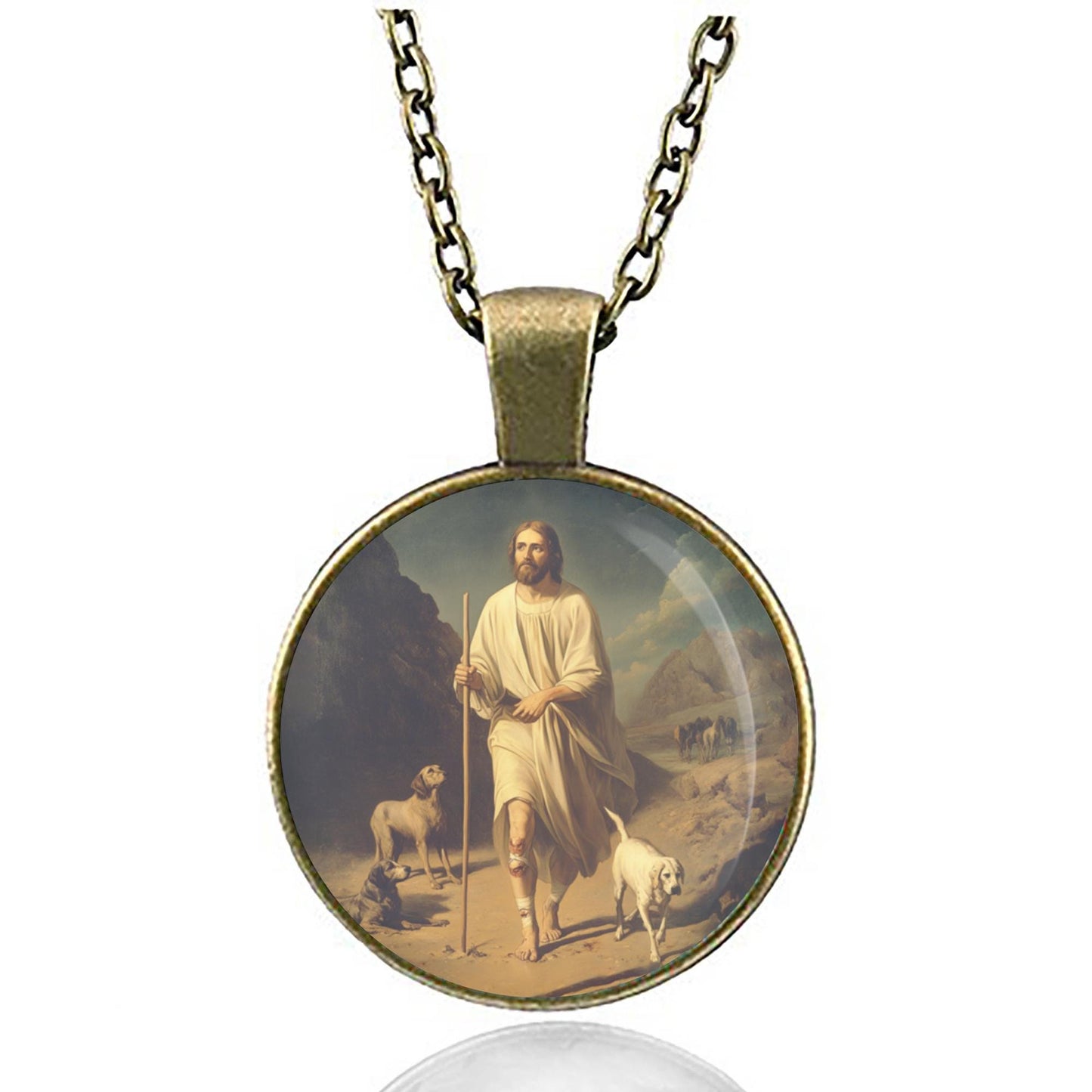 Lazarus Necklace Medal Pendant | Vintage Religious Jewelry | Silver Plated Charm | Blessed Protection & Faith Gift