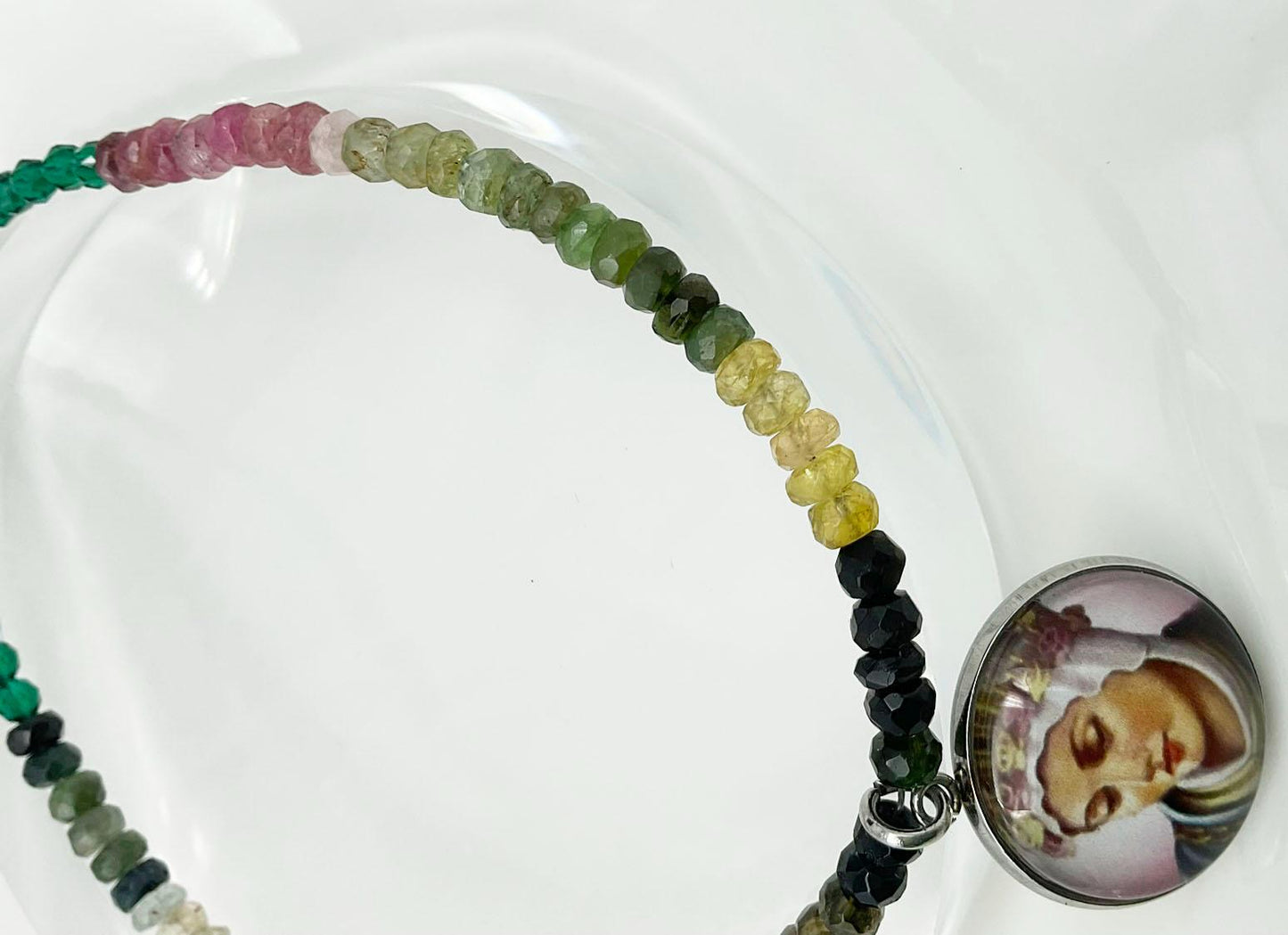 Our Lady La Salette Catholic Multi Tourmaline Bracelet - Virgin Mary Christian Jewelry