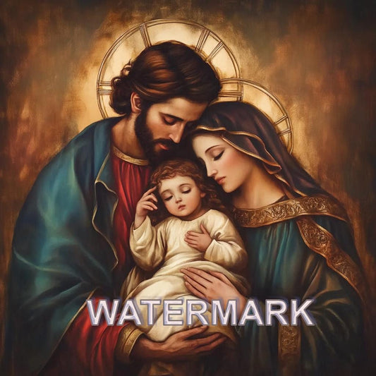 Holy Family Mary, Baby Jesus and Joseph Religious Art Digital Image image 0