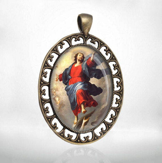 The Ascension of Jesus Catholic Medal Bronze Oval Pendant