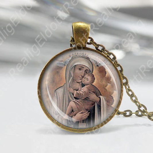 Our Lady Mount Carmel Catholic Necklace Medal Religious  Pendant 25mm Jewelry NEW