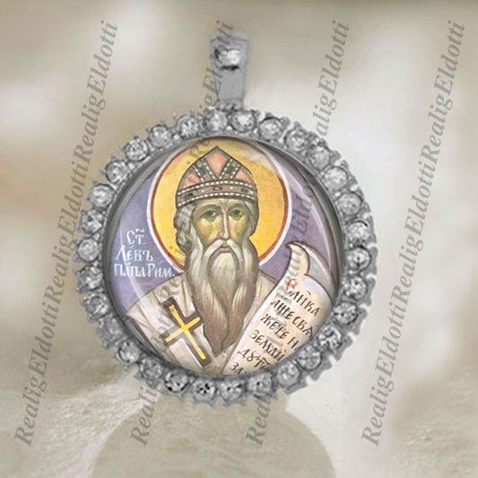 Pope St. Leo the Great Saint Christian Catholic Silver Tone Medal Charm Pendant For Necklace