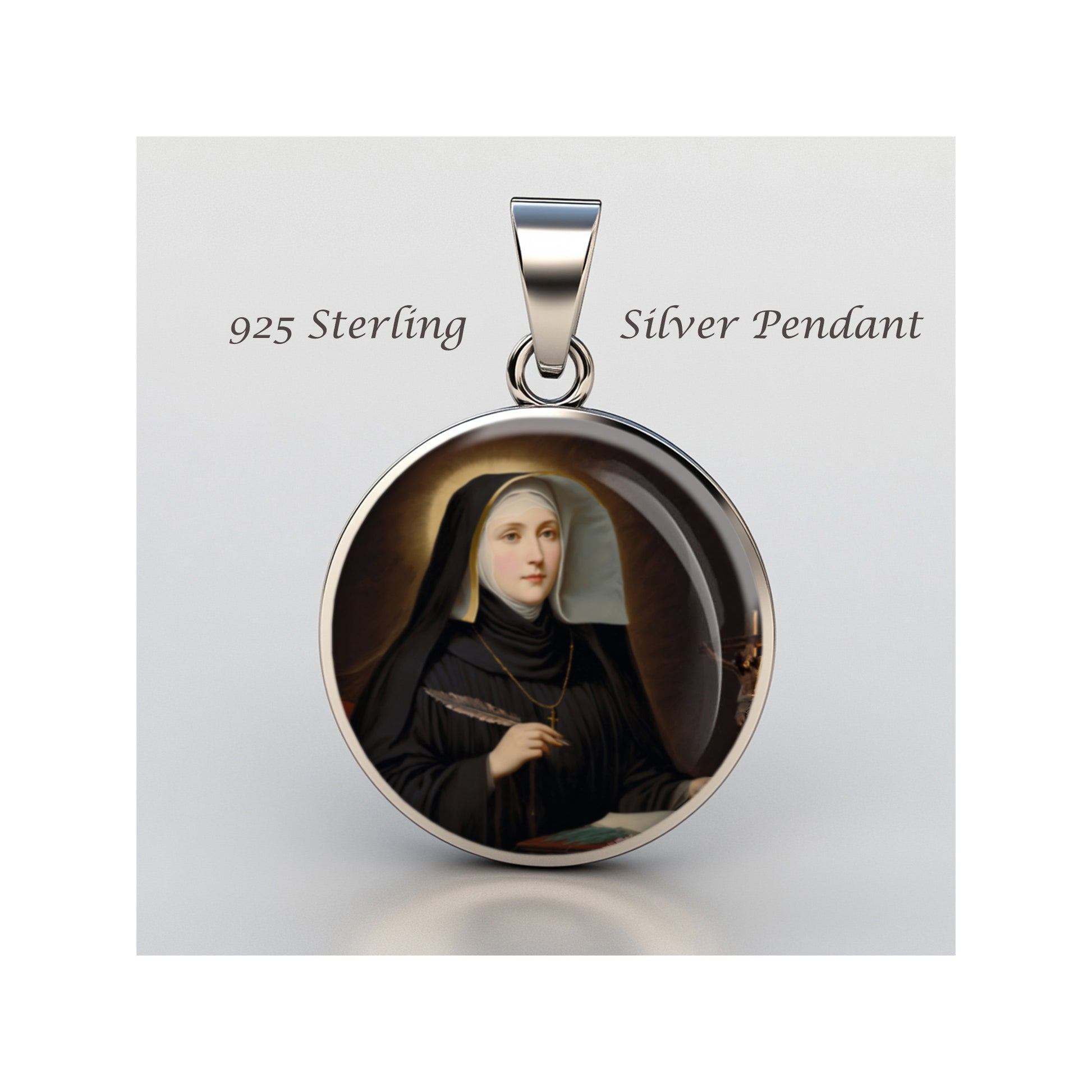 Saint Jeanne Elisabeth Catholic sterling silver 925 Christian Medal Patron image 0