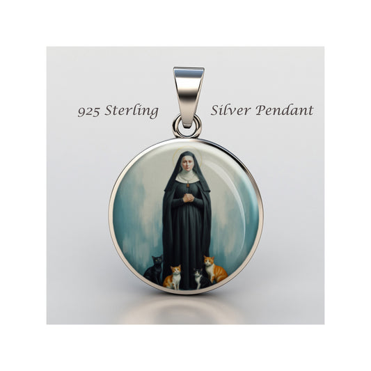 Saint Gertrude Of Nivelles Catholic sterling silver 925 Christian Medal Patron image 0