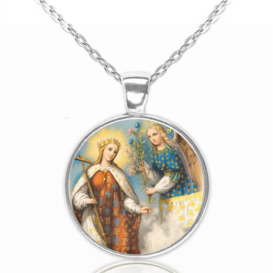 St. Lydwine Patroness of Sickness Necklace Lidwina Lydwina The Dutch Saint Medal Round Pendant
