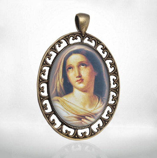 Our Lady of Humility Catholic Medal Virgin Mary Bronze Pendant