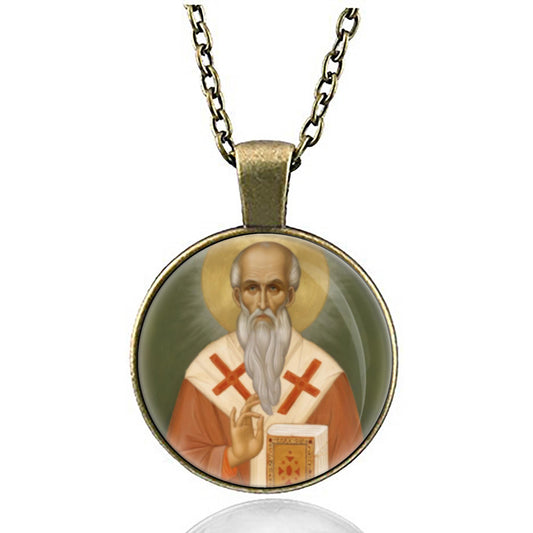 St. Polycarp of Smyrna Necklace Christian Medal Pendant Patron Religious Jewelry