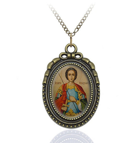 St George Victorious Greek Eastern Orthodox Necklace Bronze Warrior Saints Medal