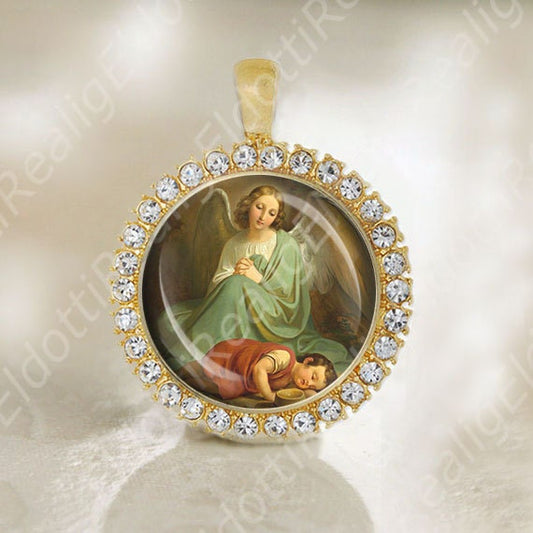 Protects the Sleep of A Child Medal Guardian Angel Religious Jewelry