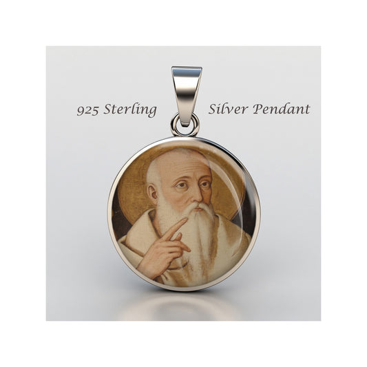 Saint Romuald Catholic sterling silver 925 Christian Medal Patron Pendant image 0