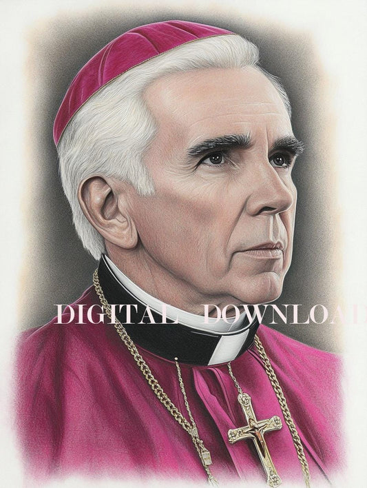 Bishop Fulton Sheen Religious Catholic Print Art Digital Image image 0