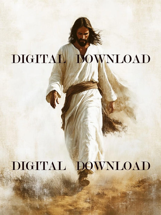Jesus Walking Through the Desert Print Religious Art Digital Image image 0