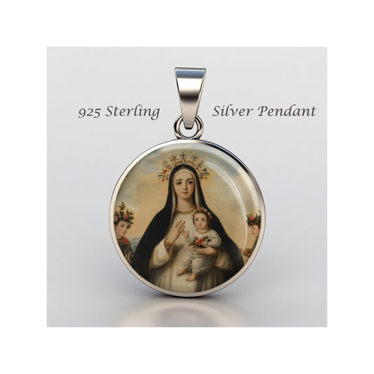 Saint Rose Lima Catholic sterling silver 925 Christian Medal Patron Pendant image 0