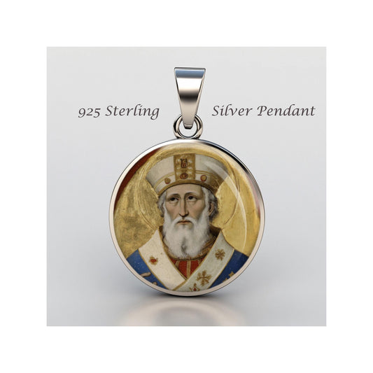Saint Blaise Religious Devotional sterling silver 925 Christian Medal Patron Pendant