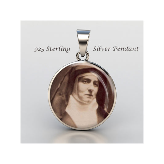 Saint Edith Stein Round Catholic sterling silver 925 Christian Medal Patron image 0