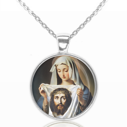 St. Veronica Necklace Catholic Saint Pendant Medal image 0