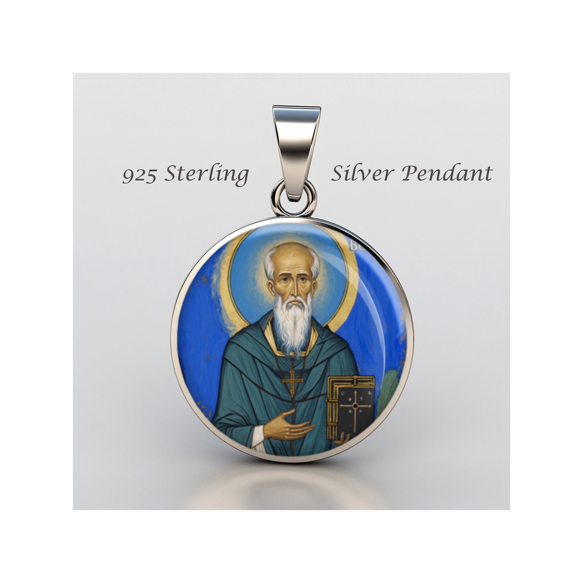 Saint Bede The Venerable Catholic sterling silver 925 Christian Medal Patron image 0
