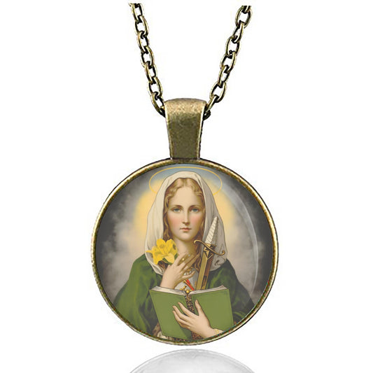 Saint Dymphna Patron of mentally ill Catholic Pendant Necklace Medal