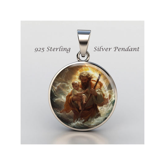 Saint Christopher Fighting Through Crashing Waves  sterling silver 925  Medal