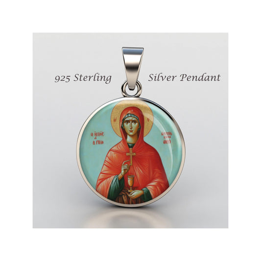 Saint Anastasia Religious Devotional sterling silver 925 Christian Medal Patron Pendant