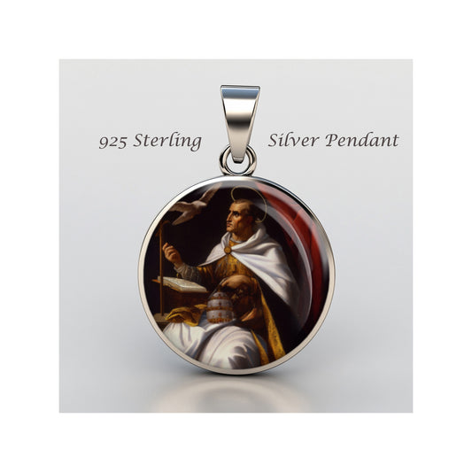 Saint Gregory The Great Catholic sterling silver 925 Christian Medal Patron image 0