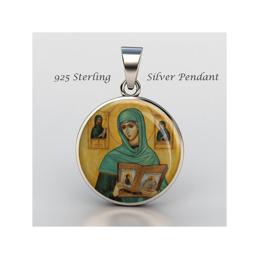 Saint Macrina The Younger Catholic sterling silver 925 Christian Medal Patron image 0