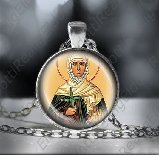 St BRIGIT of Ireland Catholic Necklace - Patron Saint Pendant Christian.
