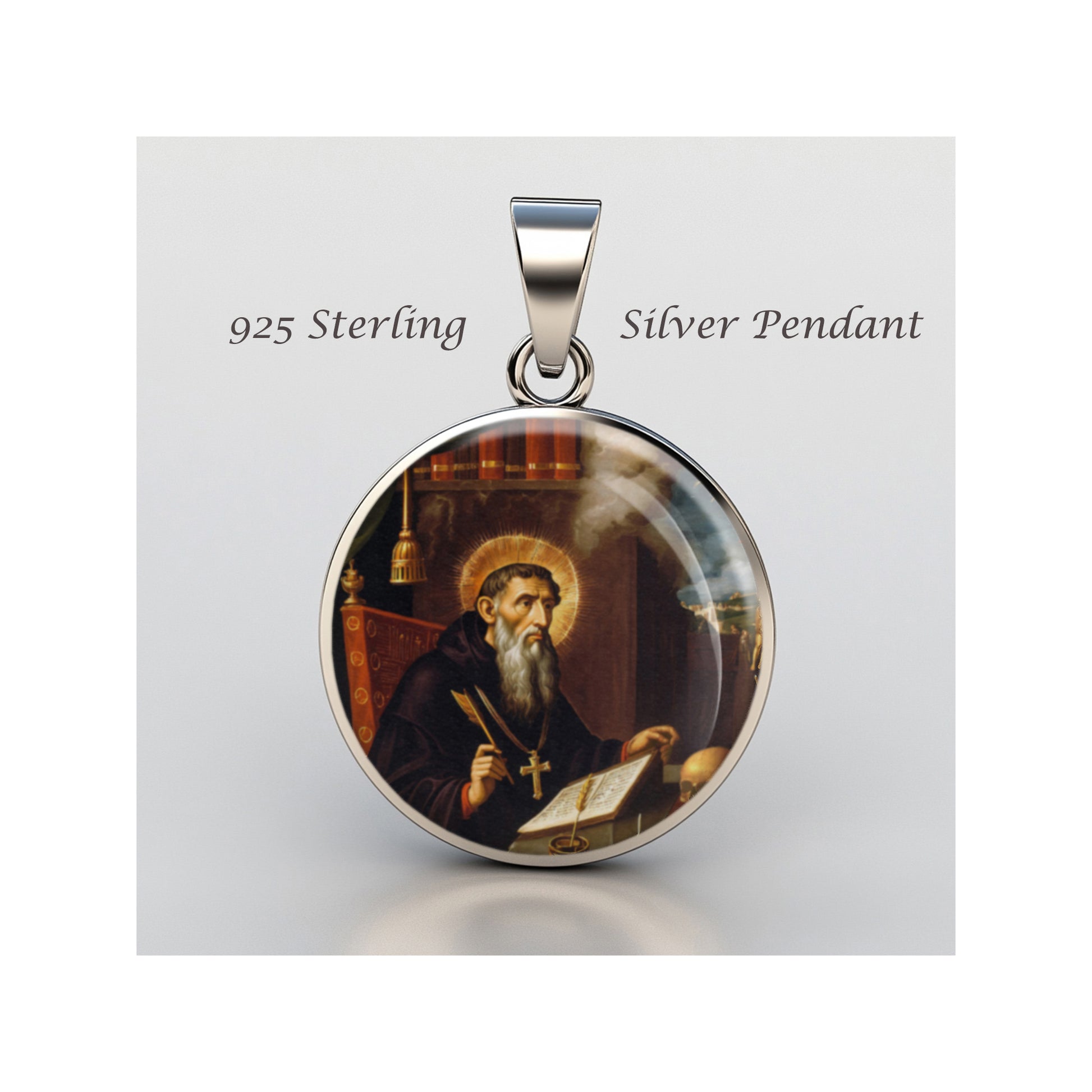 Saint Augustine Of Hippo Catholic sterling silver 925 Christian Medal Patron image 0