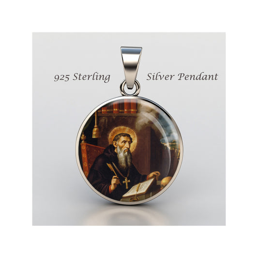 Saint Augustine Of Hippo Catholic sterling silver 925 Christian Medal Patron image 0