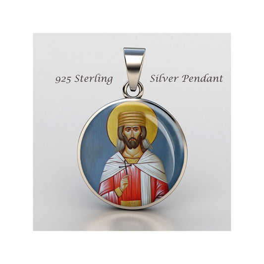 Saint Abo Of Tiflis Religious Devotional sterling silver 925 Christian Medal Patron Pendant