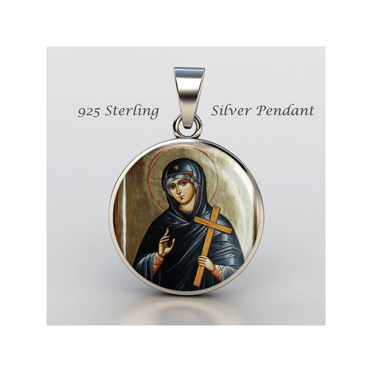 Saint Parascheva Catholic sterling silver 925 Christian Medal Patron Pendant image 0