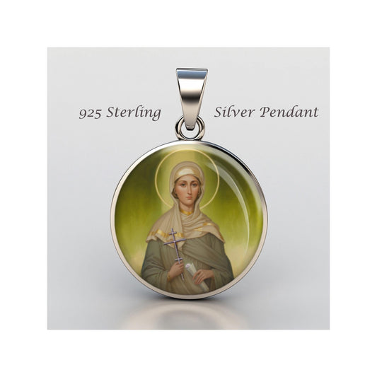 Saint Phoebe Religious Devotional sterling silver 925 Christian Medal Patron Pendant